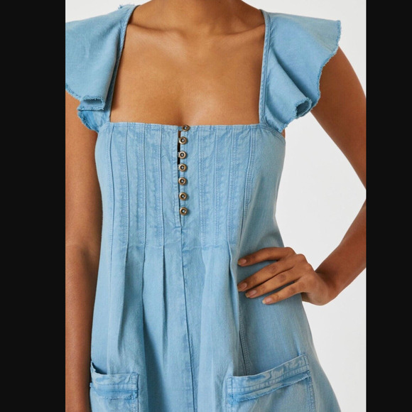 NWT Anthropologie Pilcro Flutter Sleeve Midi Dress - Small - Picture 3 of 5